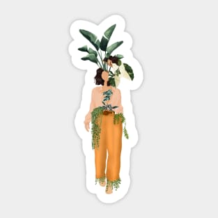 Plant Head, Girl Illustration 3 Sticker